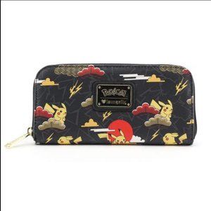 Loungefly X Pokemon Pikachu Clouds Zip Around Wallet in Black